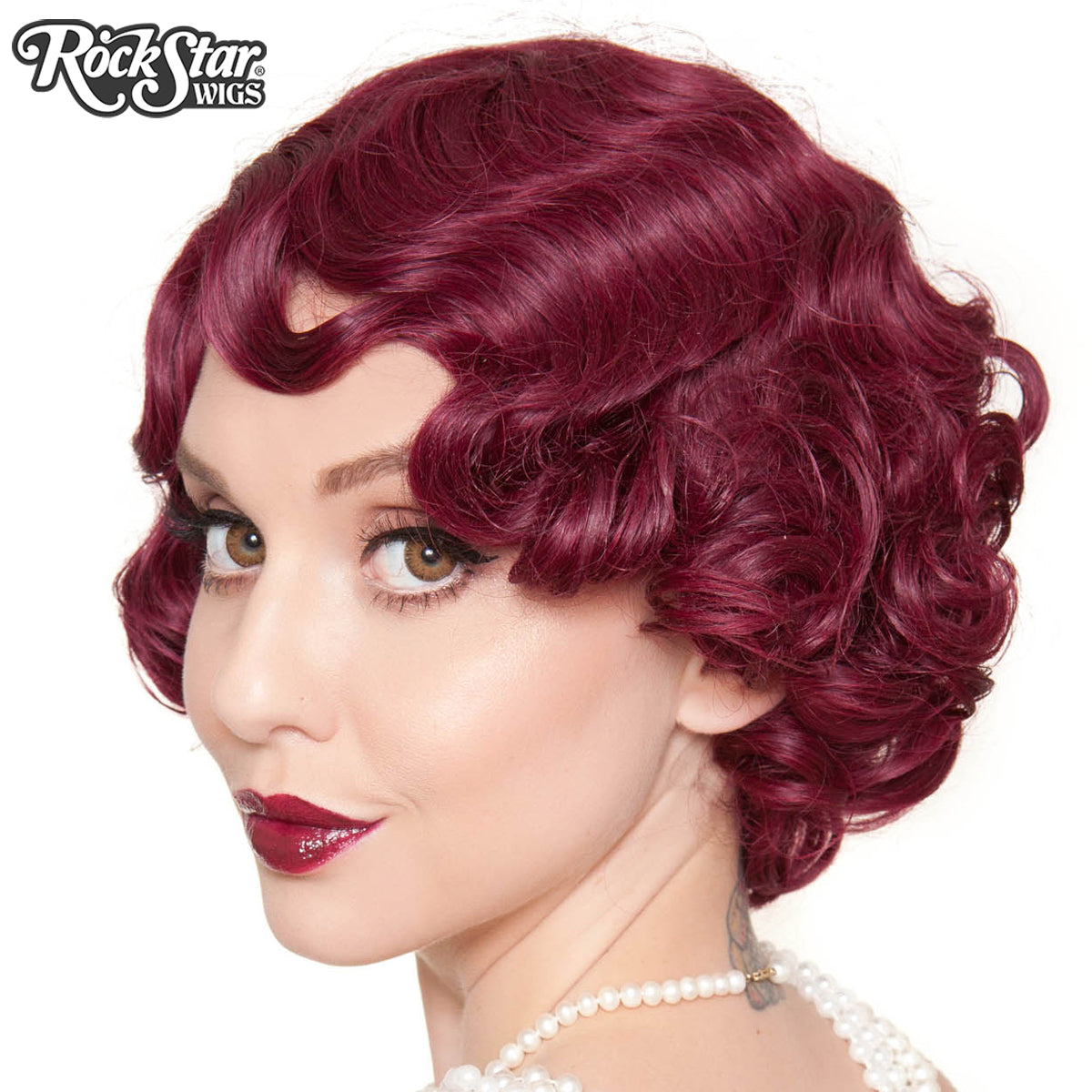 RockStar Wigs®- 1920's Flapper Finger Waves - Burgundy - 00839