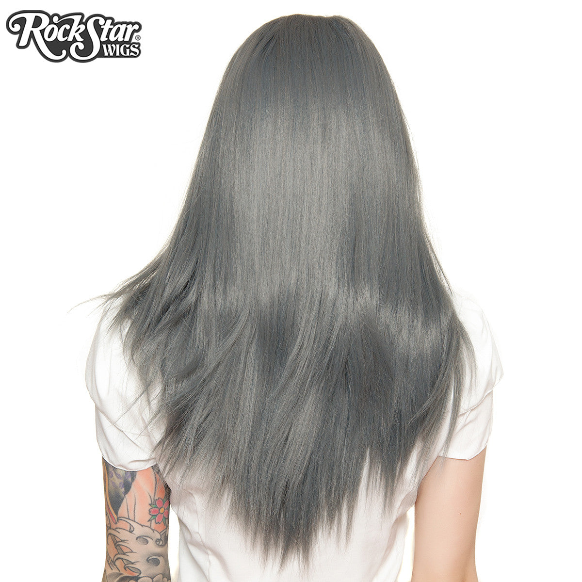 Lace Front 24" Long Straight - Dark Grey Pewter -00191