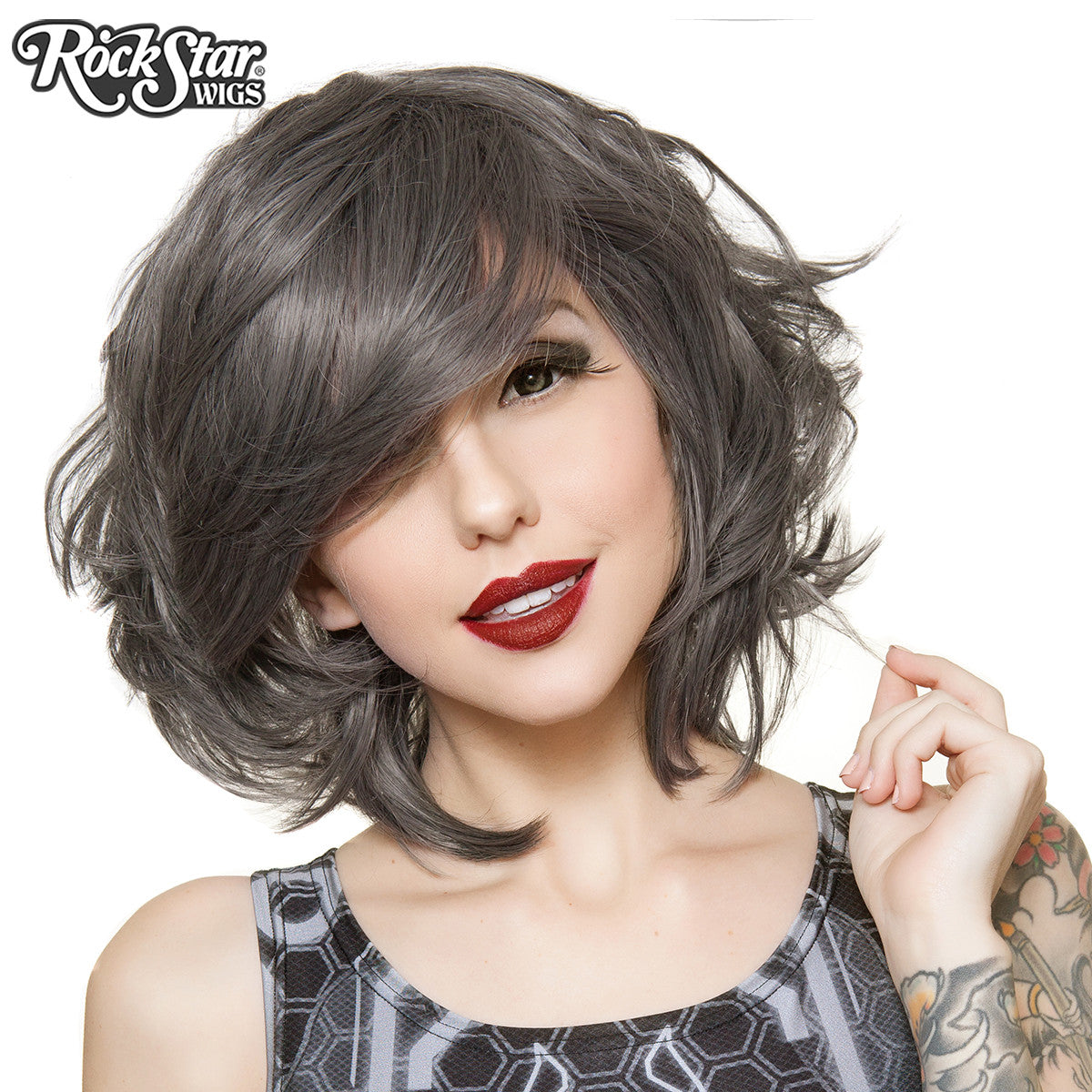 Cosplay Wigs USA™ <br> Boy Cut Short Shag - Pewter - 00442