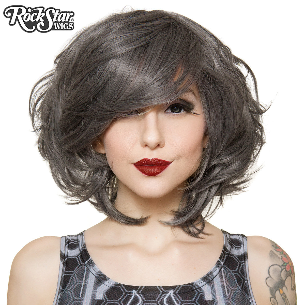 Cosplay Wigs USA™ <br> Boy Cut Short Shag - Pewter - 00442