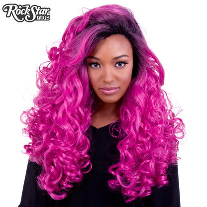 Lace Front Curly Dark Roots - Fuchsia Rose -00565