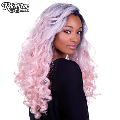 Lace Front Curly Dark Roots - Powder Pink -00564