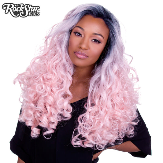 Lace Front Curly Dark Roots - Powder Pink -00564