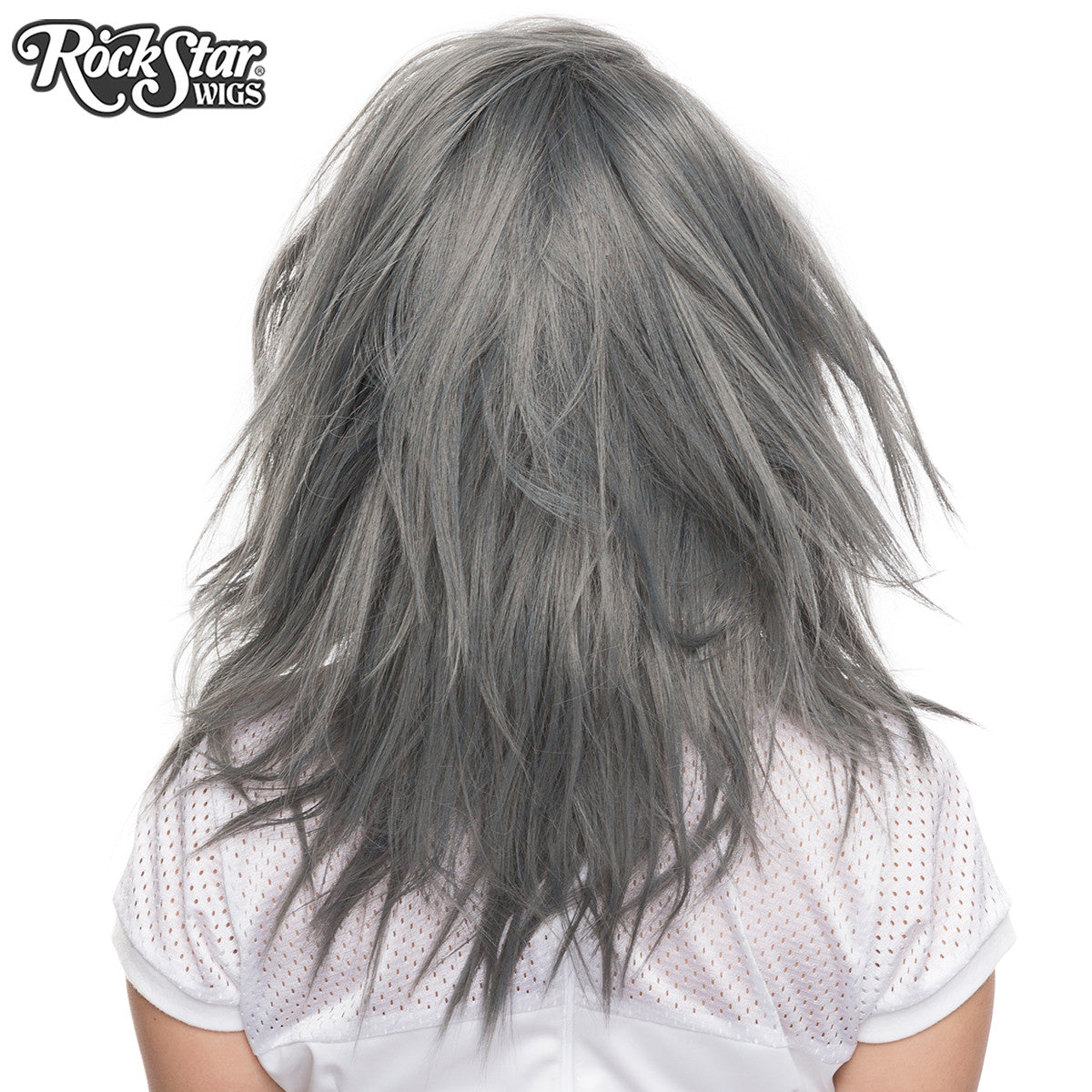 Lace Front 18" Layered Yaki - Dark Grey Pewter -00786