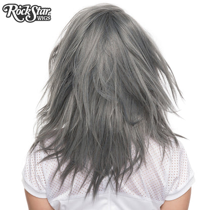 Lace Front 18" Layered Yaki - Dark Grey Pewter -00786