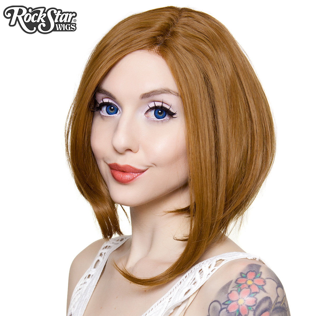 Lace Front Long Sleek Bob - Medium Brown Blend - 00764 - Rockstar Wigs