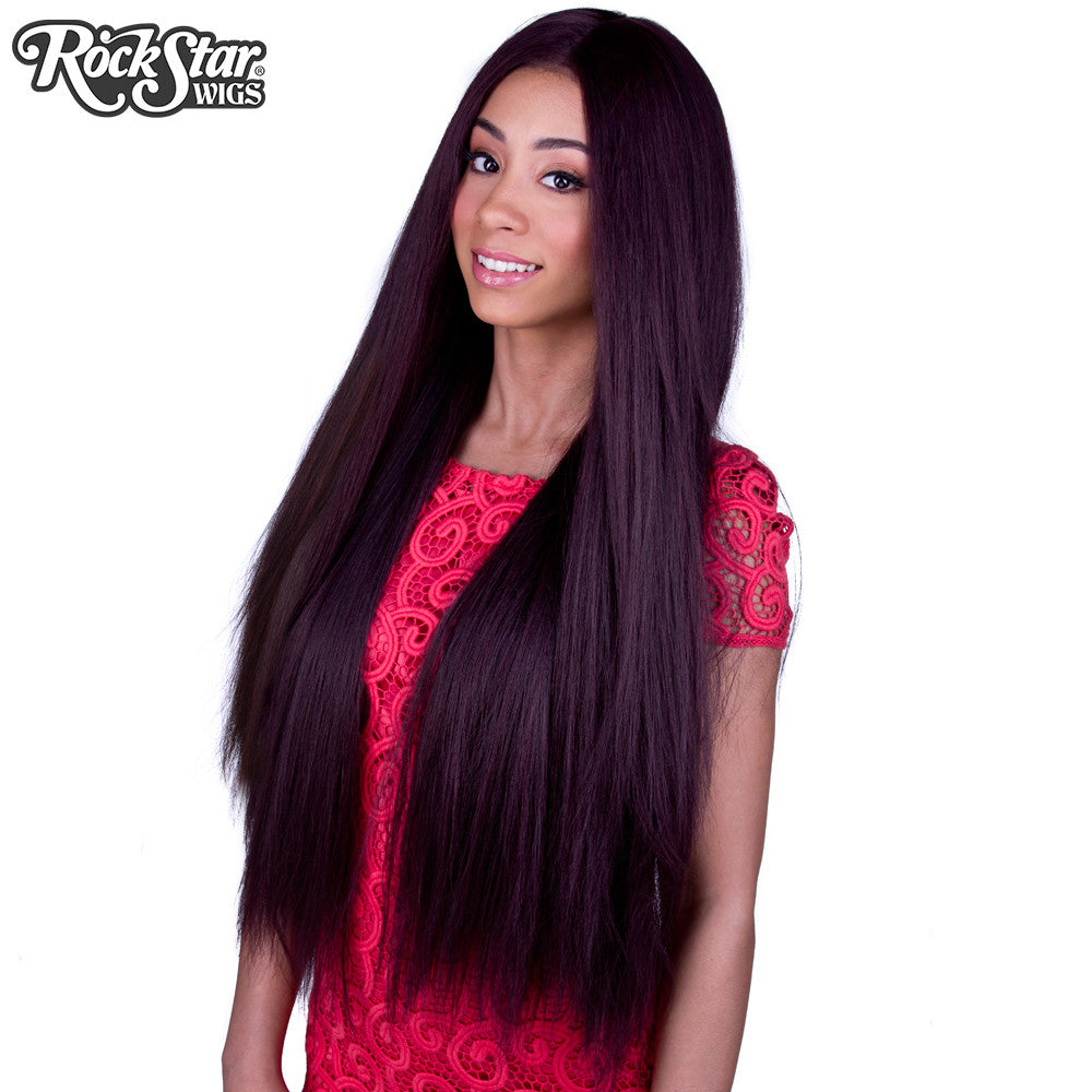 Lace Front Yaki Straight 32" - Black Mahogany Burgundy Mix-00590